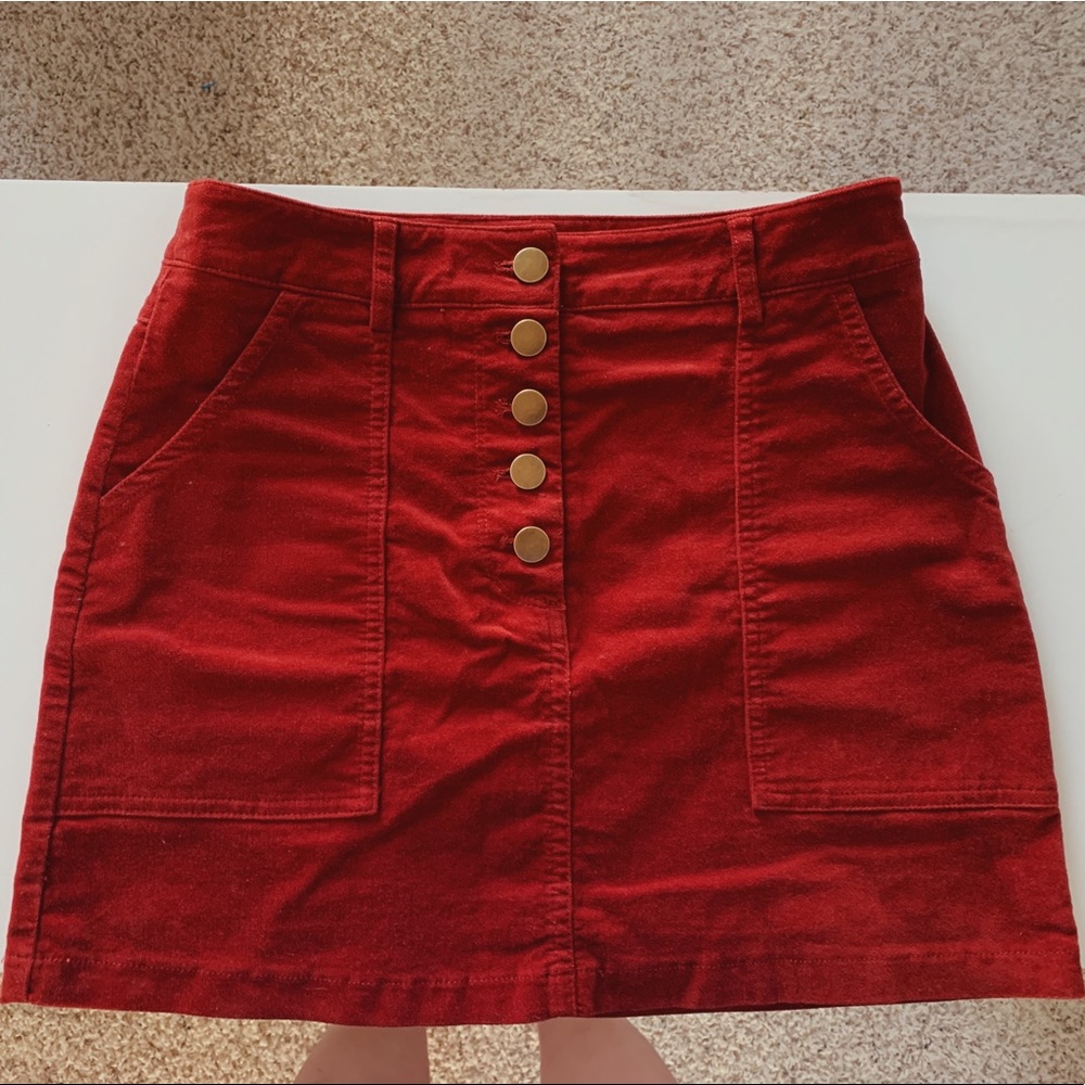 SOLD - Red Suede Skirt